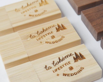BULK BUY (Pack of 10 - one color) 3.0 Wooden Flash Drive (16, 32, 64 or 128GB) - Custom USB