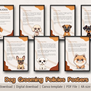 Dog Grooming Policies  Posters - Dog grooming form, Dog grooming policy, Dog grooming template, Dog grooming files, Digital Download