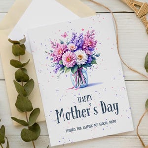 Muttertagskarte, druckbare Muttertagskarte, alles Gute zum Muttertag, Muttertagskarte, Muttertagsvideo, Beste Mutter, Blumen, Sofort Download
