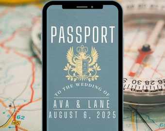 Passport Wedding Invitation, Animated Travel Theme (Editable)