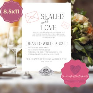 Sealed with Love Wedding Time Capsule Game Template | Printable Reception Activity | Wedding Keepsake Guest Book Alternative Canva SIGN
