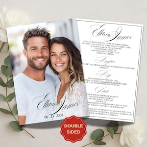 All-in-One Hochzeitseinladung Vorlage | Doppelseitige minimalistische Leinwand einladen | Elegantes Antwortspiel & Details | Moderne druckbare digitale Download