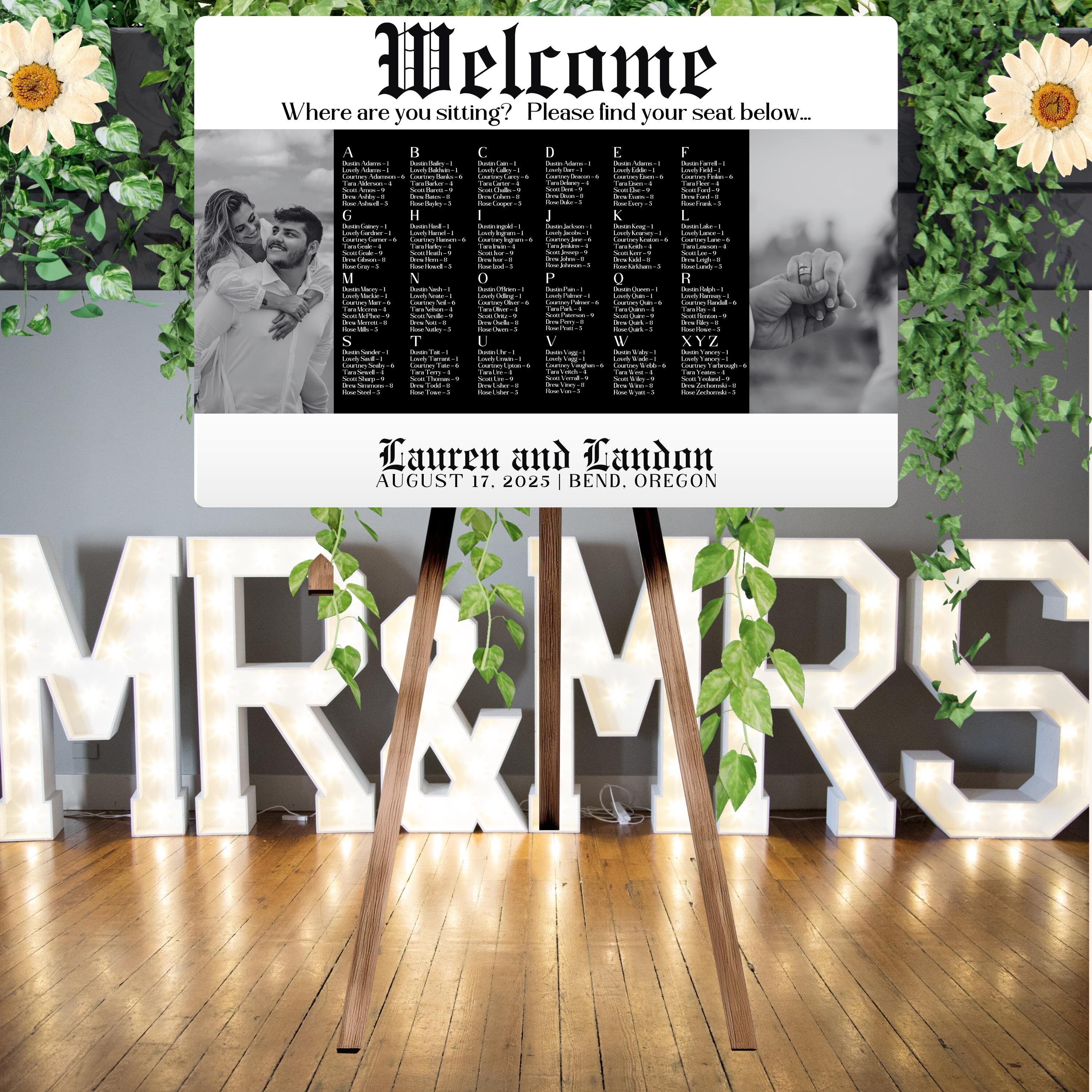 Seating Chart Welcome Sign Newspaper Style Poster Personalize With ...