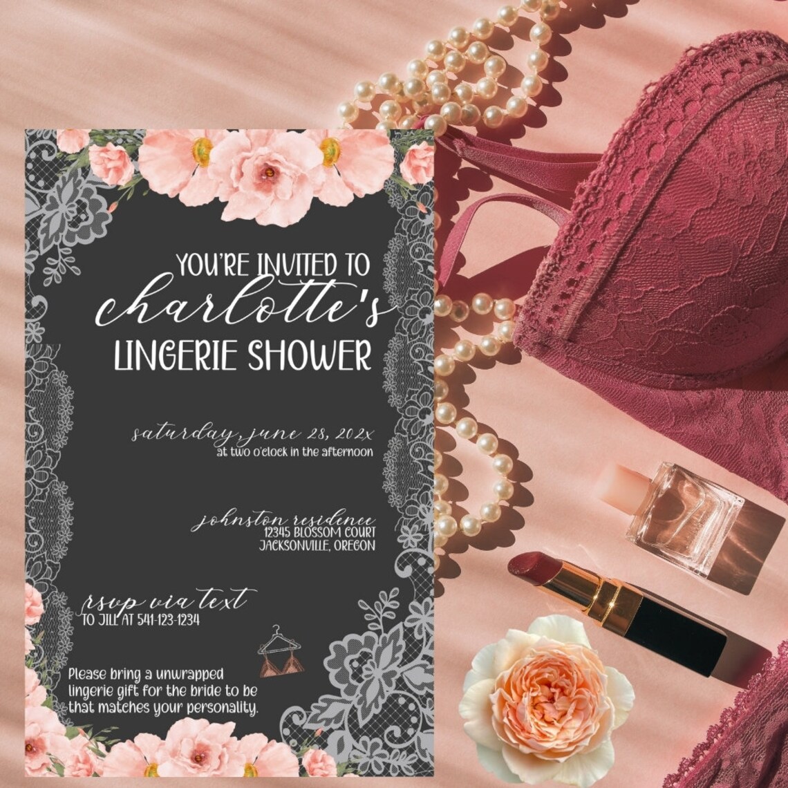Lingerie Shower Invitation, Shower Party Games, Invitation Template ...