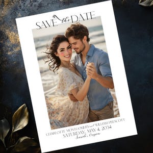 Personalized Save the Date Template with Photo | Editable Wedding Announcement | 5x7 Printable Canva Card | Digital Wedding Invitation