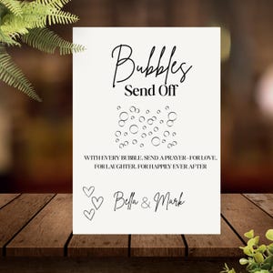 Bubbles Send Off Wedding Sign Template | Editable Canva Bubble Exit Sign | Modern Minimalist Wedding Decor | DIY Printable Sign SIGN MOD