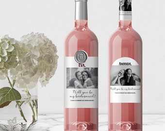 Etiqueta de vino para propuesta de dama de honor, regalo personalizado para la fiesta nupcial