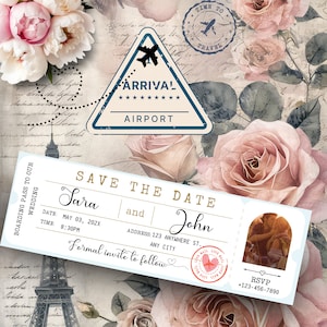 Fly Away in Love: tarjeta magnética para guardar la fecha de la tarjeta de embarque del avión, perfecta para viajes, destino temático, boda, pasaporte vintage