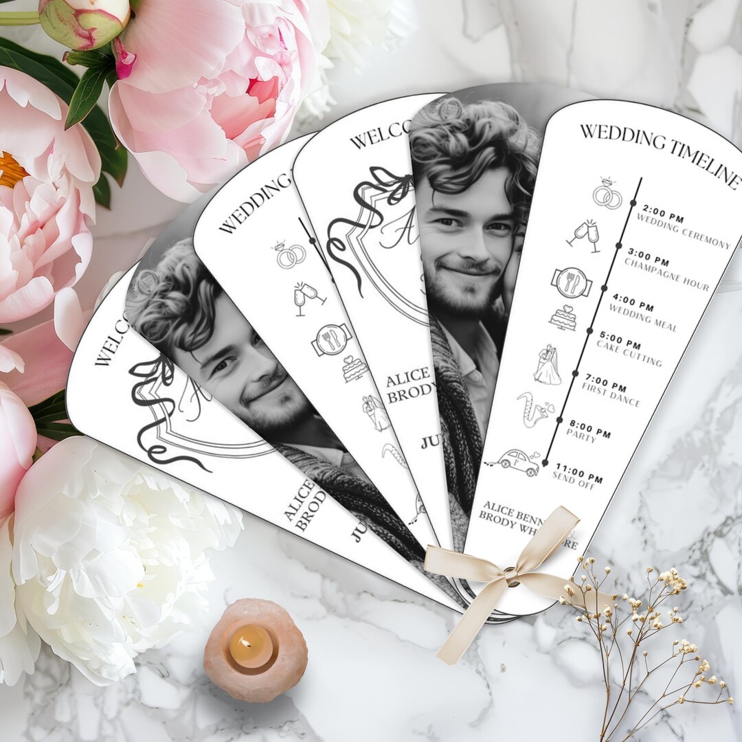 Program Petals Editable Petal Wedding Program Template | Canva Fan Program for Spring ...