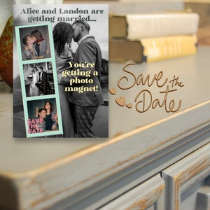 Photo Booth Save the Date Magnet, Save Our Date Photo Strip Magnet Card,Save the Date, Wedding Reminder for Guests,  Keepsake  SAVE