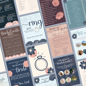 Love in Bloom Bridal Shower Games Set – 18 Printable Editable Games – Floral Wildflower Canva Template – Instant Download BLOOM