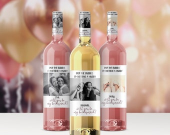 Etiqueta de vino para propuesta de dama de honor, regalo para la fiesta nupcial