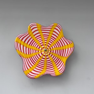 Hand Blown Glass Wall Sconce: Striped Art Glass Disk with LED