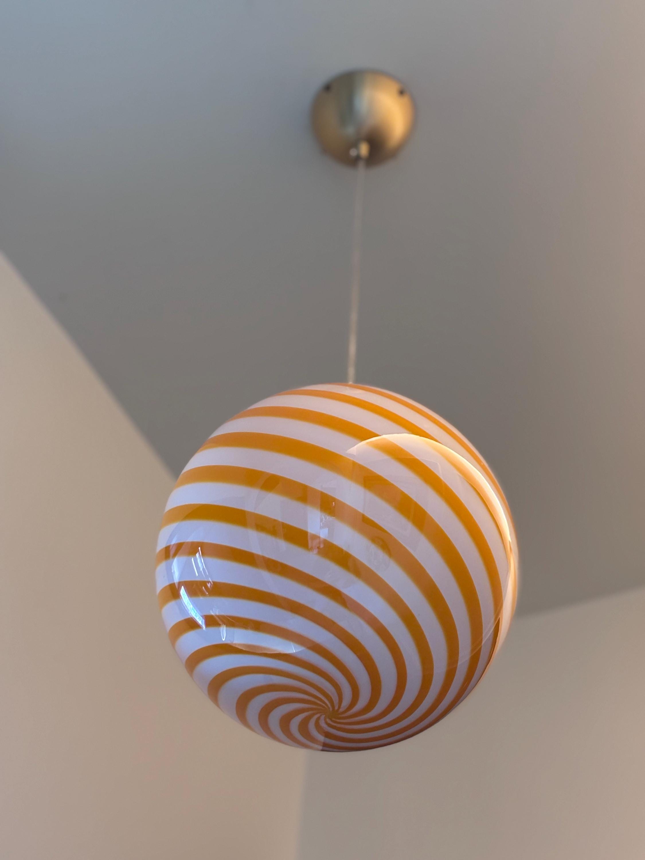 70s hanging lamp orange - Etsy 日本