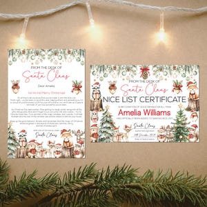 Bosques / Personalízalo tú mismo en Corjl / DESCARGA INSTANTÁNEA / Certificado de lista de buenos amigos / Carta a Papá Noel / Navidad / A4 / Acuarela