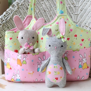 Bag O'Bunnies:felt toy rabbit,bunny sewing pdf,softie pdf pattern,bunny toy pdf, bunny pattern,stuffed toy pdf,felt bunny,bunny doll pattern image 1