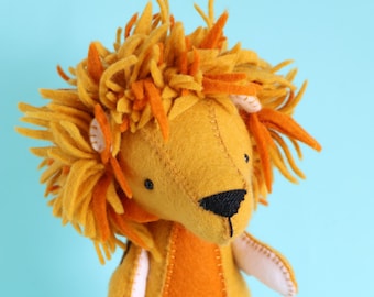 lion pdf pattern, felt lion pattern, diy lion, plush lion pattern, pdf toy pattern, plush pdf pattern, felt lion pdf, lion, L is for Lion