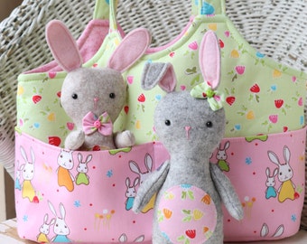 Bag O'Bunnies:felt toy rabbit,bunny sewing pdf,softie pdf pattern,bunny toy pdf, bunny pattern,stuffed toy pdf,felt bunny,bunny doll pattern