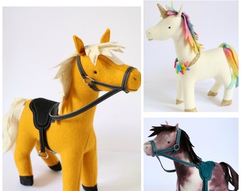 Patrón de costura de caballo y unicornio: descarga instantánea. Compañeros de establo de peluches (patrón en PDF).