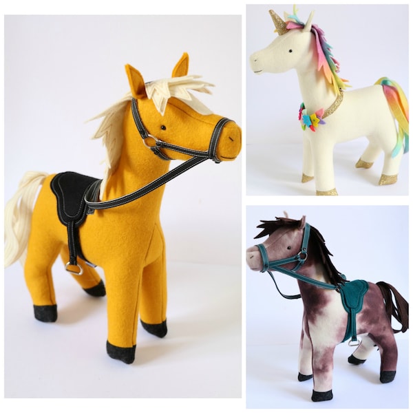 Stable Mates:unicorn pattern,horse sewing pattern,stuffed animal, unicorn sewing pattern,instant download, donkey