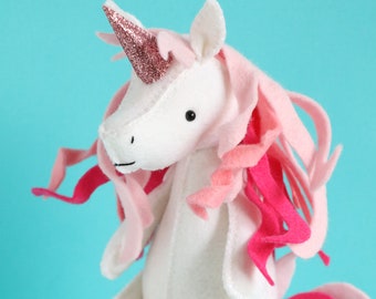 unicorn pattern, felt unicorn, unicorn ornament, stuffed unicorn,toy sewing pattern, plush sewing pattern, instant download,