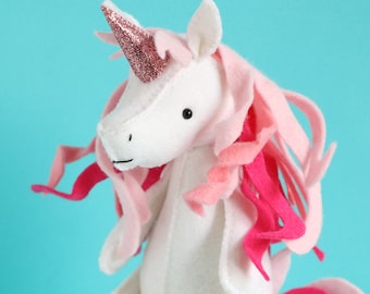 unicorn pattern, felt unicorn, unicorn ornament, stuffed unicorn,toy sewing pattern, plush sewing pattern, instant download,