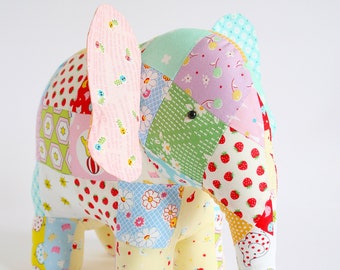 Elephant sewing pattern, elephant pattern, instant download, stuffed animal, stuffed toy pattern, patchwork elephant