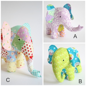 Elephant sewing pattern, elephant pattern, instant download, stuffed animal, stuffed toy pattern, patchwork elephant image 6