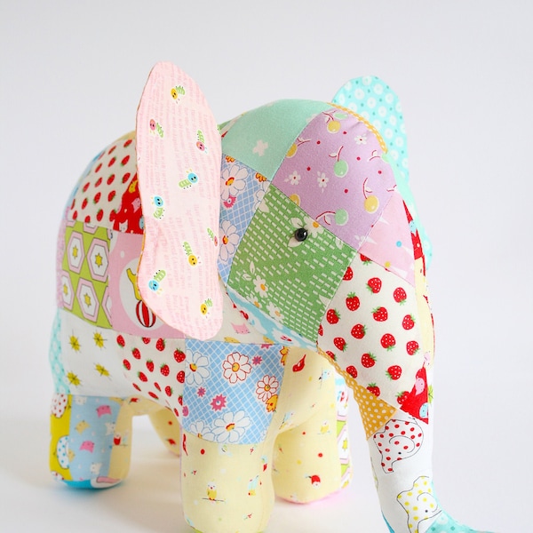 Memory Elephant Sewing Pattern PDF: Patchwork Keepsake Toy, 3 Trunk Styles, Digital Download