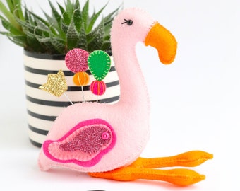 Flamingo pin cushion pattern, needle minder, plush sewing pattern, instant download, felt flamingo pincushion