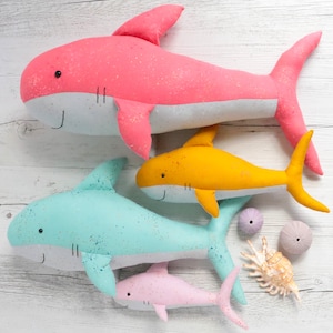 Giocattolo di squalo, modello di cucito di squalo, peluche di squalo, peluche di squalo, animale di peluche, download digitale, arredamento della scuola materna