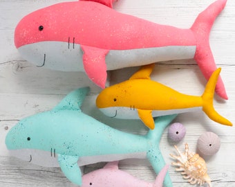 Shark toy, shark sewing pattern, shark plush, shark soft toy, stuffed animal, digital download, nursery decor