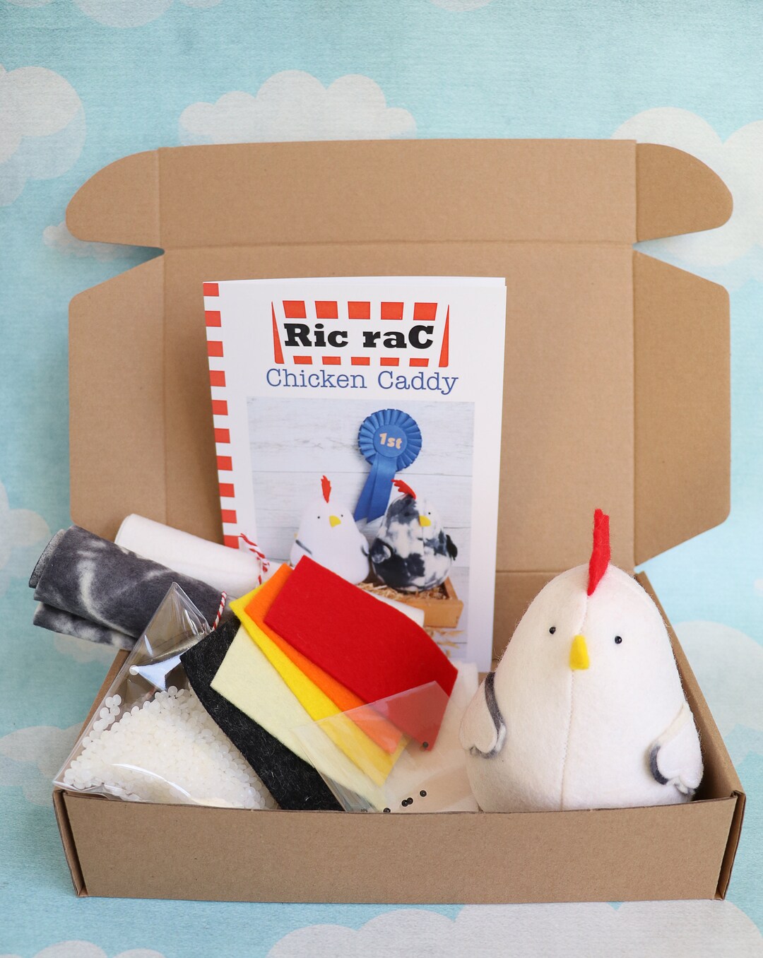Chicken Caddy Kit ,hand Dyed Wool Felt, Chicken Pincushion Pattern ...