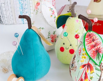 Posh Pears: pin cushion pattern, pin cushion pdf, plush pdf pattern, pear PDf pattern, pear sewing pattern, felt pear, felt pear pdf,