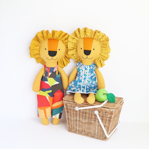 Lion sewing pattern, plush pattern, digital download, stuffed lion, lion, stuffed animal, indie sewing pattern