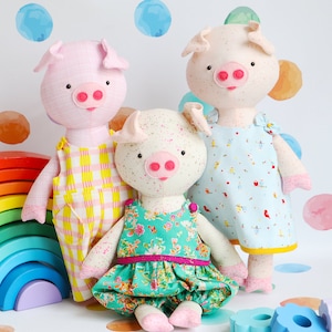 Pig sewing pattern, pig sewing pattern, pig doll, stuffed animal pdf, sewing pattern, nursery décor, soft toy pattern,  piglet