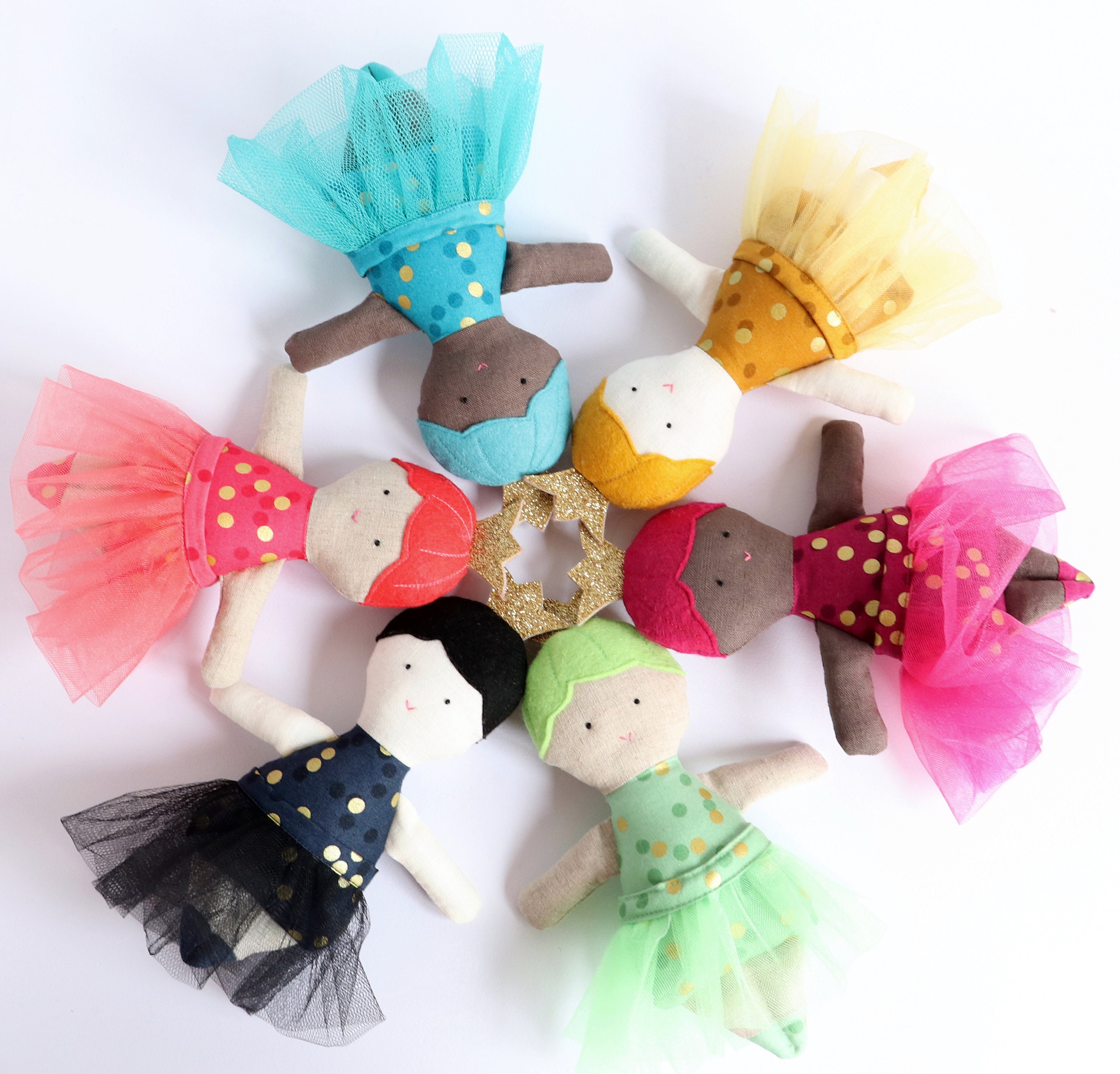 ballerina cloth doll pattern: Instant Download, small doll sewing PDF