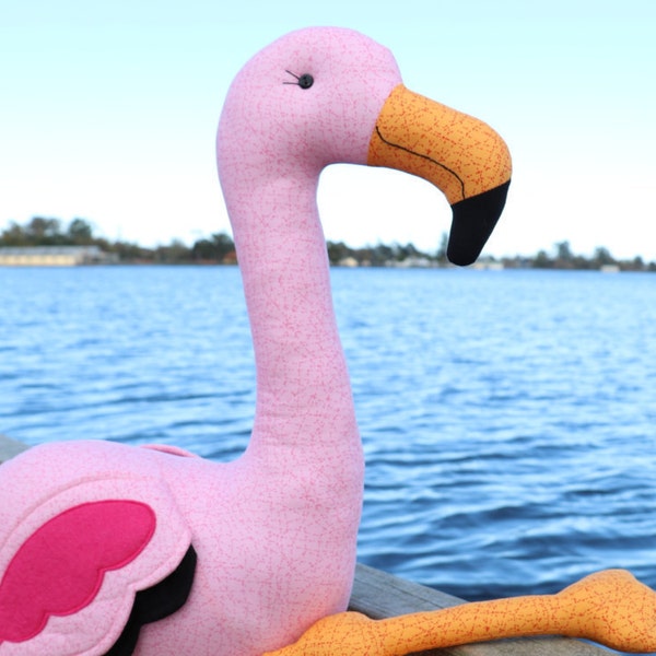 plush flamingo pdf, flamingo sewing pdf, stuffed flamingo, flamingo theme, flamingo nursery, stuffed animal, Bird plush