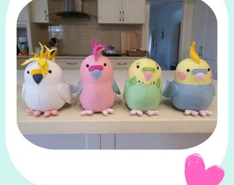 ぬいぐるみセキセイインコの型紙：オウムのぬいぐるみ（PDF型紙）を