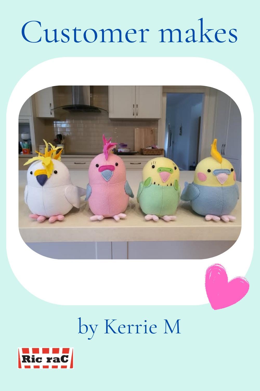 ぬいぐるみセキセイインコの型紙：オウムのぬいぐるみ（PDF型紙）を