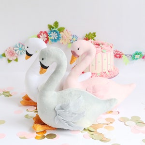 Swan Party, swan plush, swan sewing pattern, black swan, nursery decor, plush pattern, digital download, baby shower, stuffed animal image 7