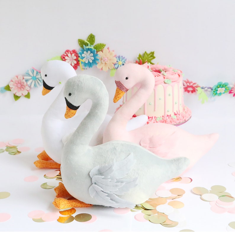 Swan Party, swan plush, swan sewing pattern, black swan, nursery decor, plush pattern, digital download, baby shower, stuffed animal image 7