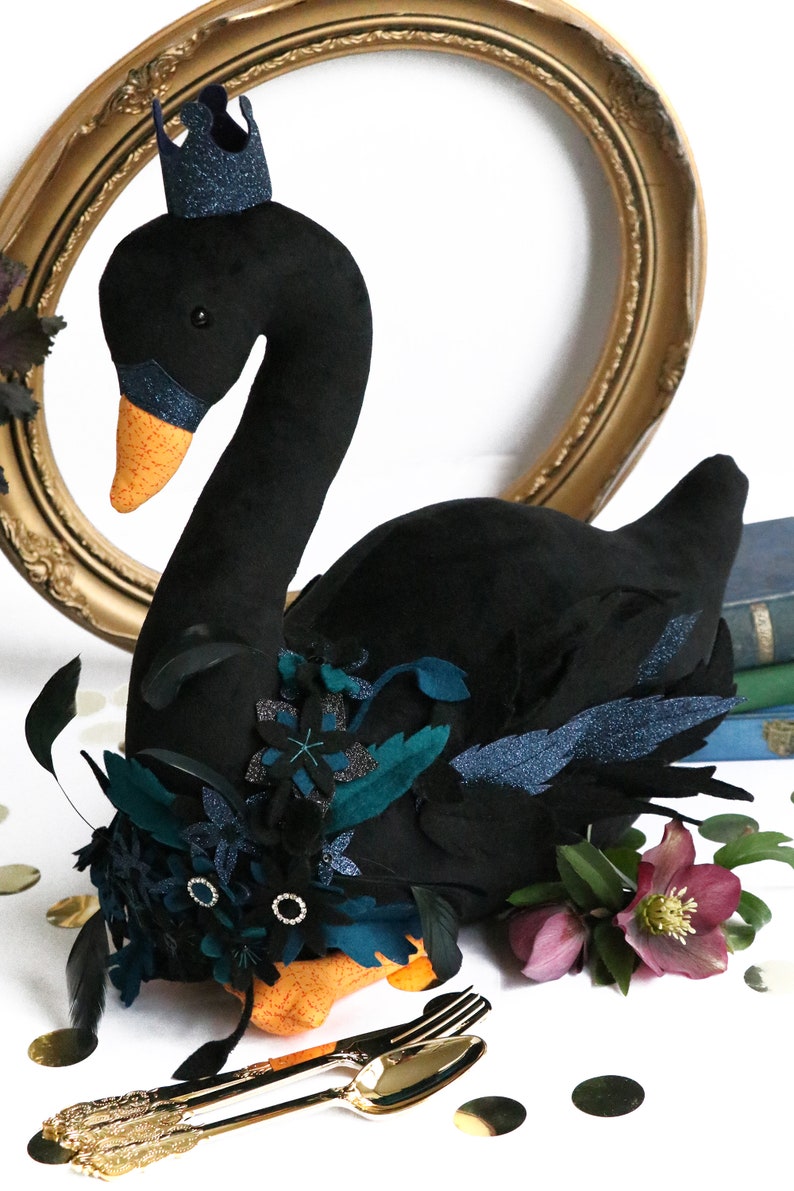 Swan Party, swan plush, swan sewing pattern, black swan, nursery decor, plush pattern, digital download, baby shower, stuffed animal image 4