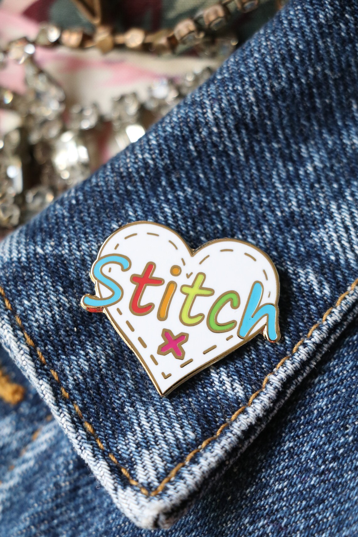 Stitch enamel pin sewing enamel pin cute enamel pin rainbow | Etsy
