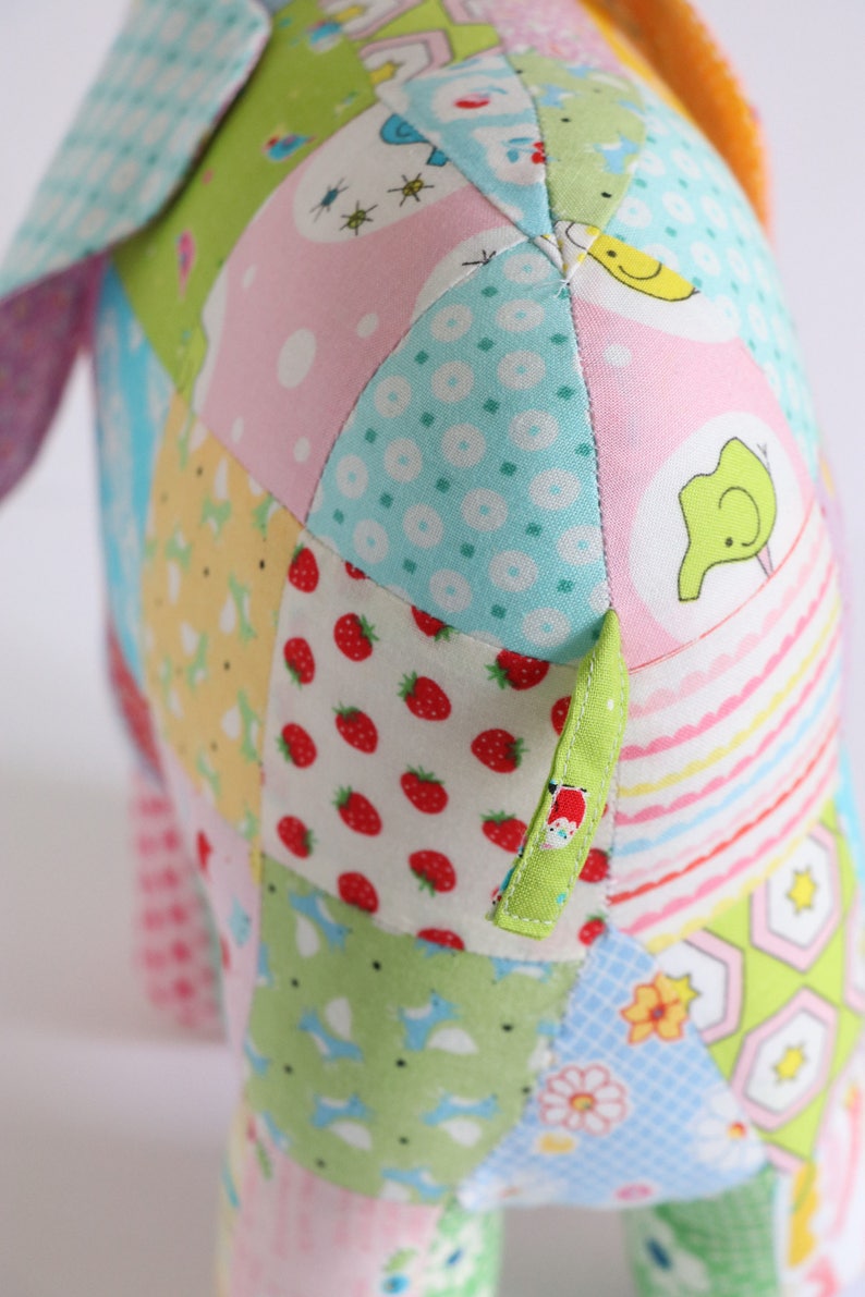 Elephant sewing pattern, elephant pattern, instant download, stuffed animal, stuffed toy pattern, patchwork elephant image 10