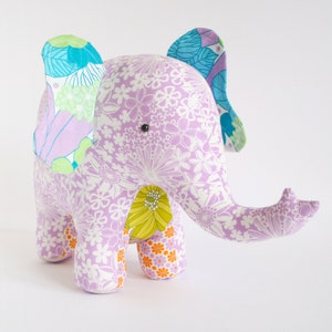 Elephant sewing pattern, elephant pattern, instant download, stuffed animal, stuffed toy pattern, patchwork elephant image 2