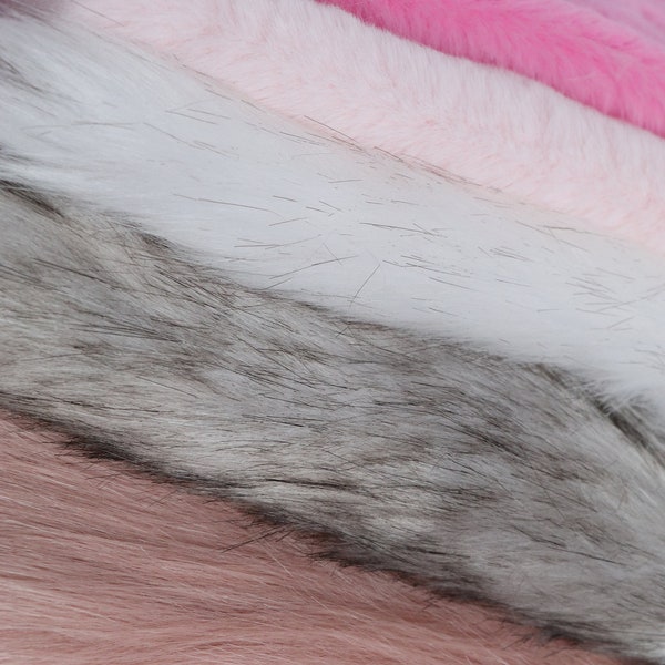 mixed Fur for toymaking: 12 inch square, faux fur, fake fur, pink fur, grey fur, mixed fur