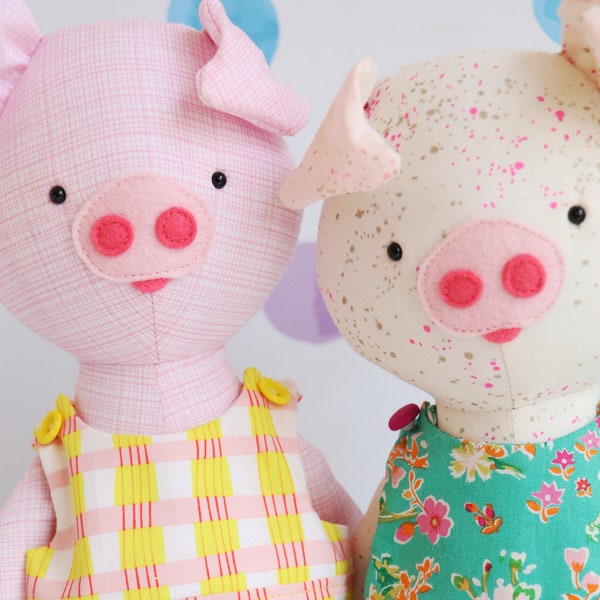 Pig sewing pattern, pig sewing pattern, pig doll, stuffed animal pdf, sewing pattern, nursery décor, soft toy pattern,  piglet