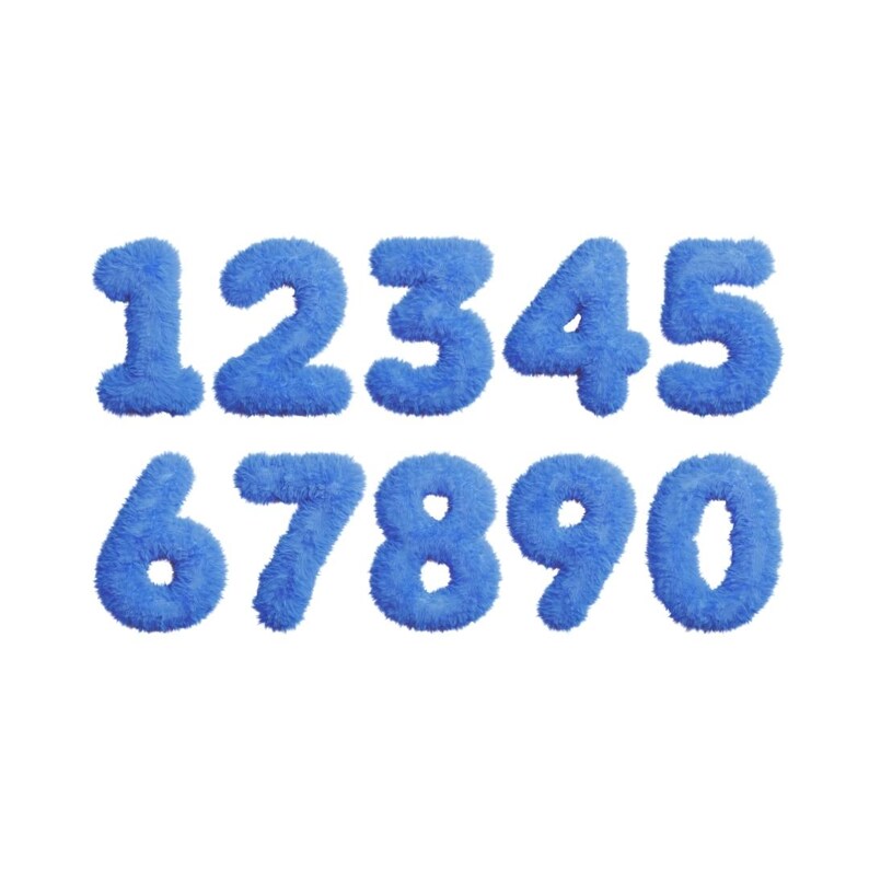 3D Blue Fluffy Font Furry Alphabet Fuzzy PNG Faux Fur Letters Numbers ...