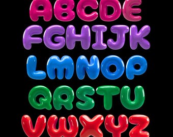 A-Z Glossy Blob Bubble Alphabet Set Only 3D Letters Colors Bundle Pink Blue Purple Green Red Font Bubbly PNG Clipart Jelly Shine Bubblegum